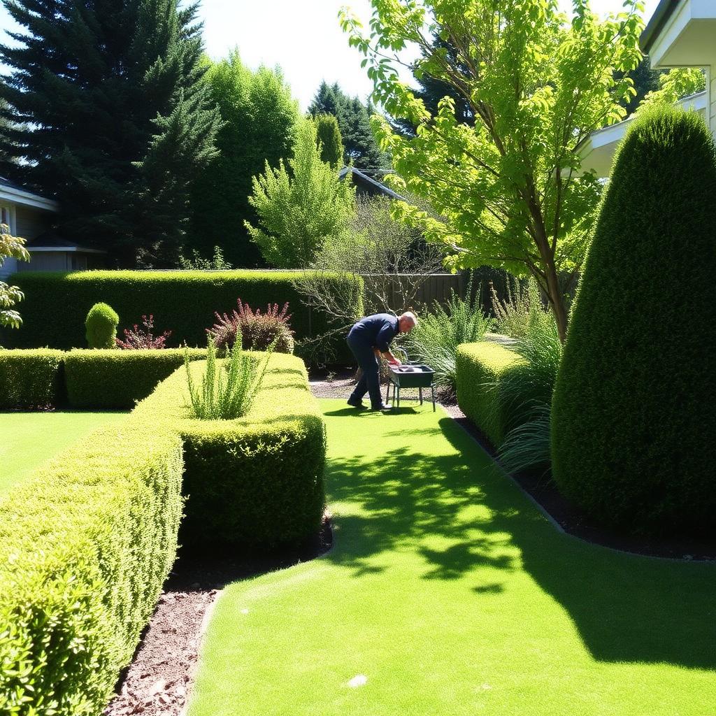 Well-maintained Auckland garden with crisp hedges and tidy beds